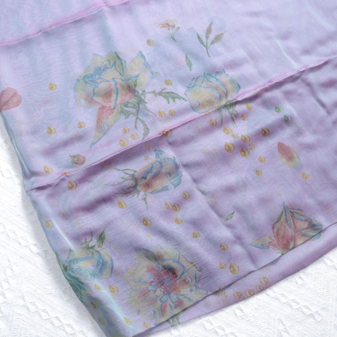 Hermes　エルメス　シルク　モスリン　140　スカーフ　バラ薔薇