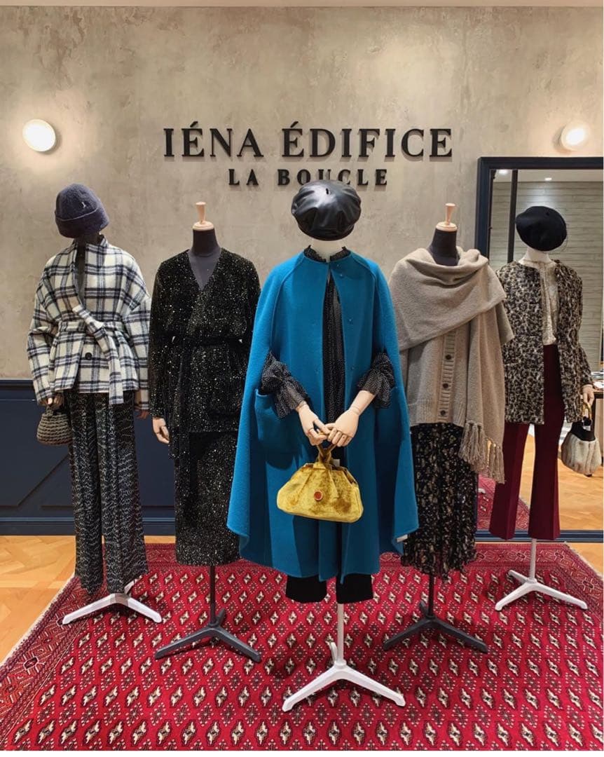 IENA LA BOUCLE】ダブルフェイス ボートネック ケープコートイエナ