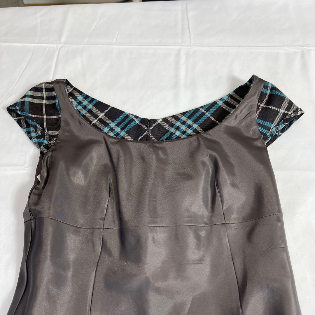 バーバリーブルーレーベル ワンピース 青　ノバチェック ロゴ刺繍 ポニー