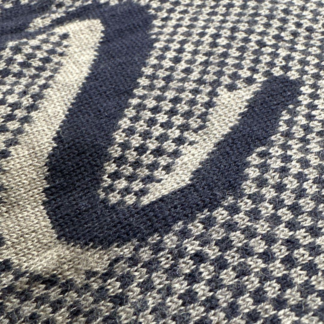 ルイヴィトン エシャルプ マフラー マイクロダミエ ウール 紺 ネイビー