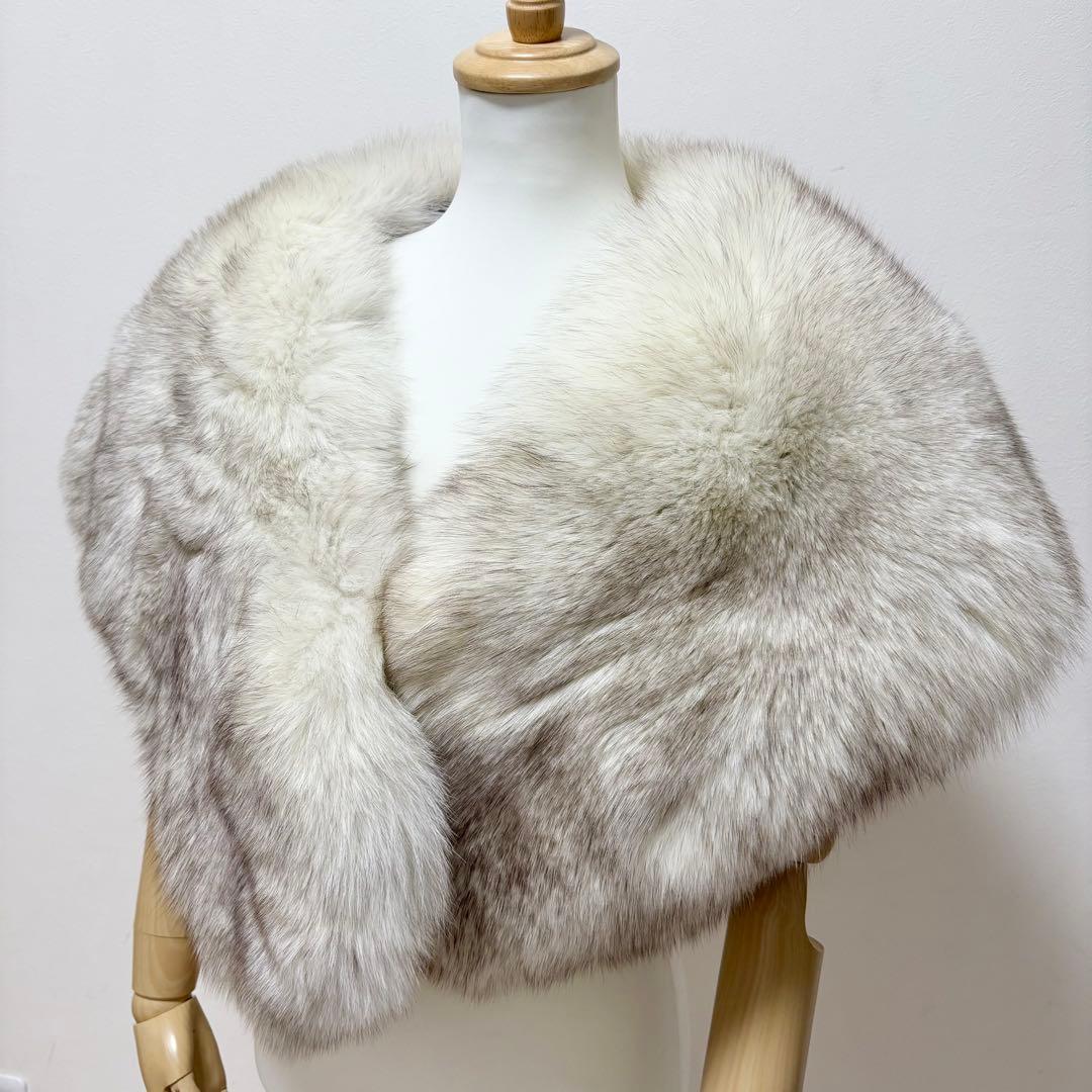 【美品】大判 サガフォックス ブルーフォックス ショール