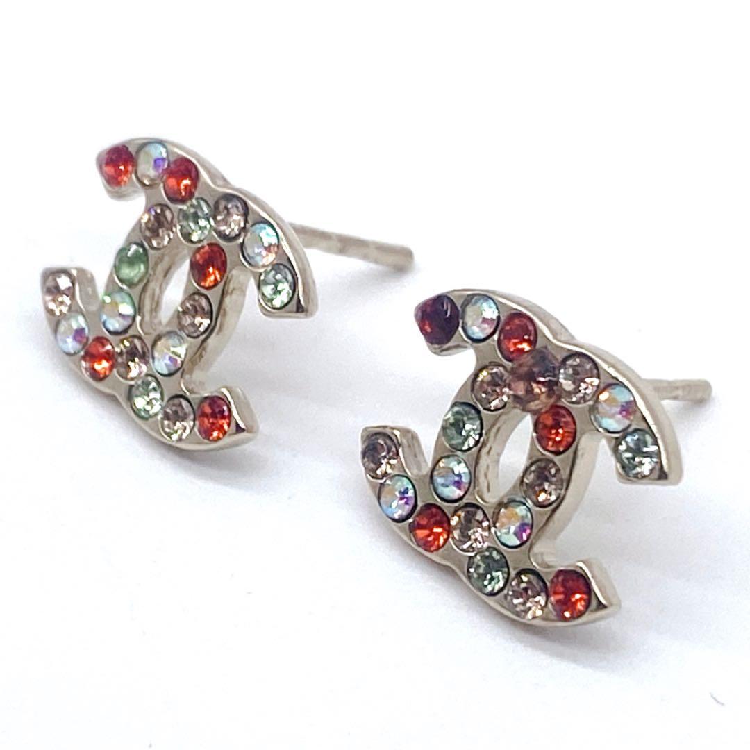 美品✨CHANEL シャネル　クリスタルビジュー　マルチカラー　ピアス