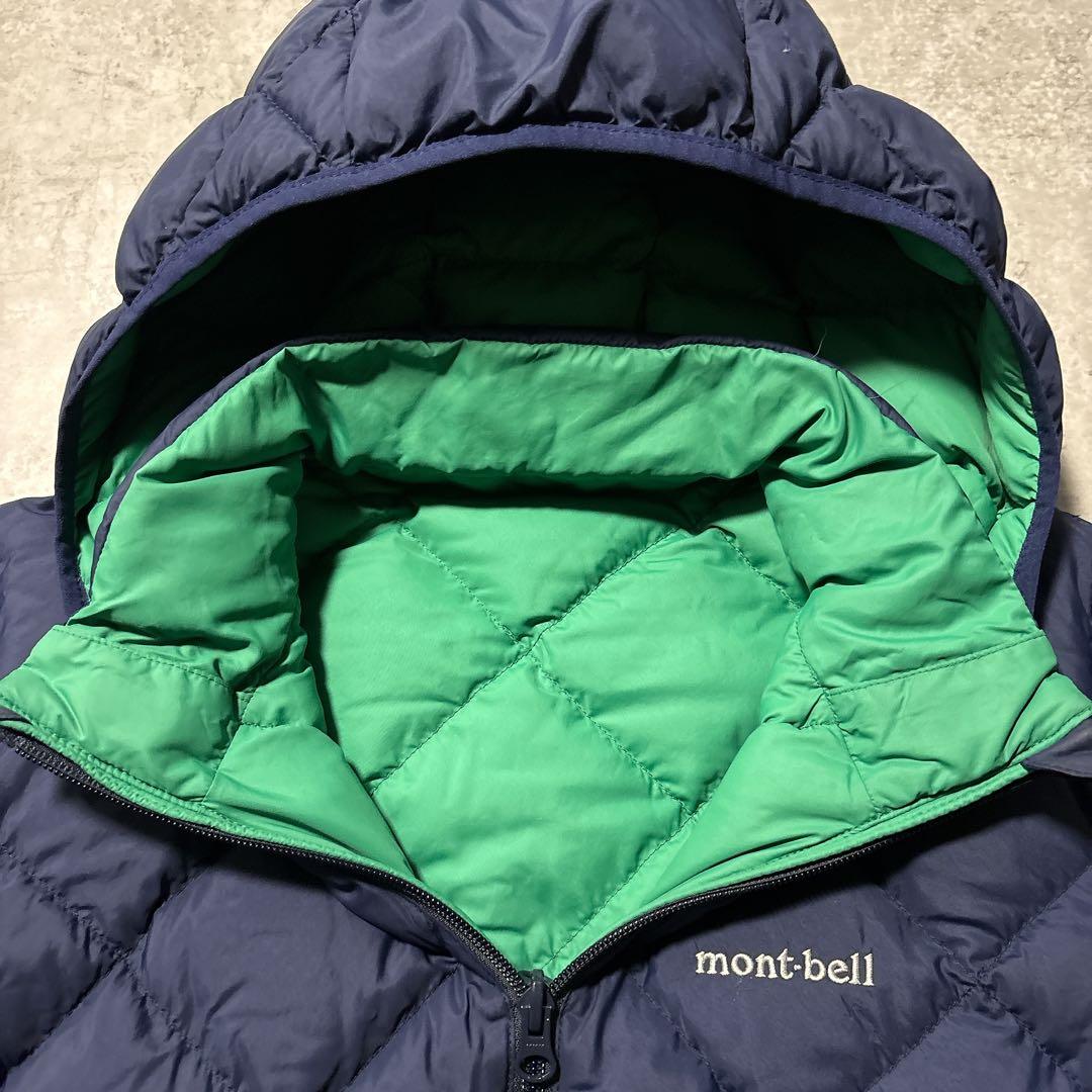 mont-bell リバーシブル ダウン フード取り外し可能 ネイビー/グリーン