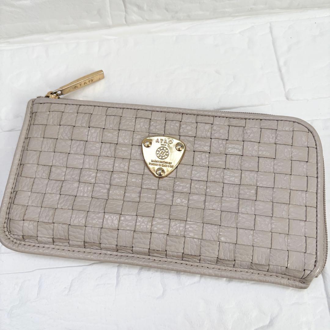 ATAO スリモメッシュ 長財布 L字ファスナー エクリュ イントレチャート
