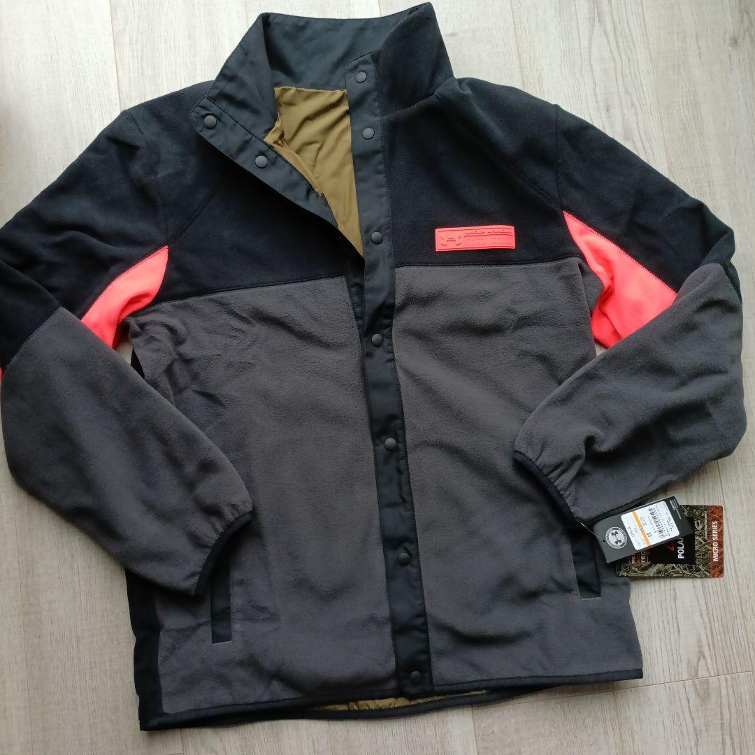 新品 15400円★アンダーアーマ POLARTEC 黒 蛍光オレンジ フリース