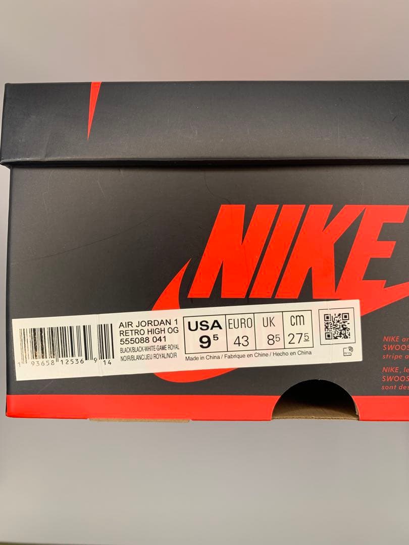 AIR JORDAN 1 HIGH OG  TOE 27.5 箱 替紐