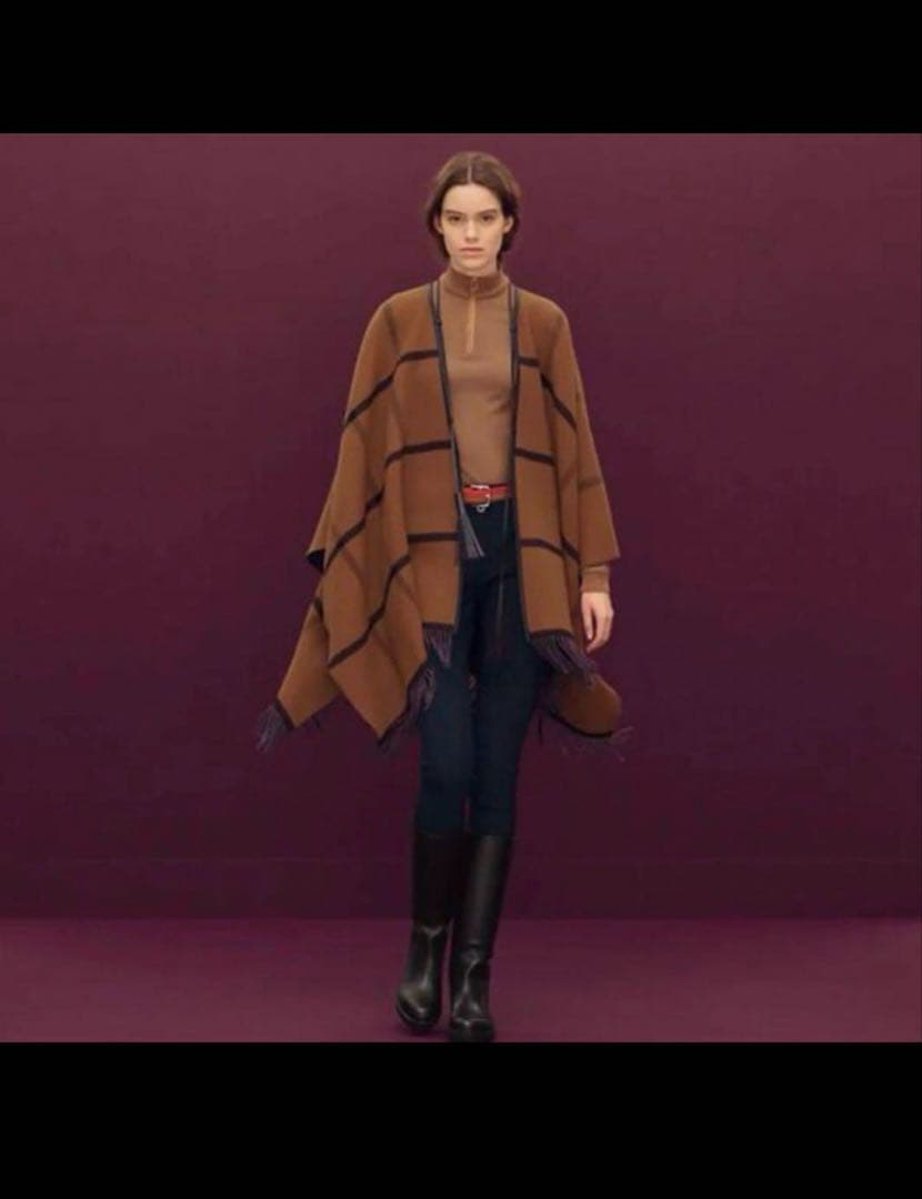 HERMES エルメス リバーシブル　ポンチョ ストール コート