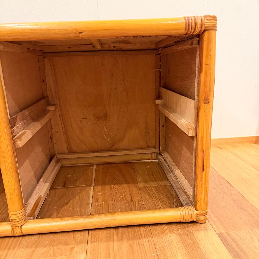 【アンティーク】籐 ラタン サイドボード チェスト ローボード 6杯 古民家