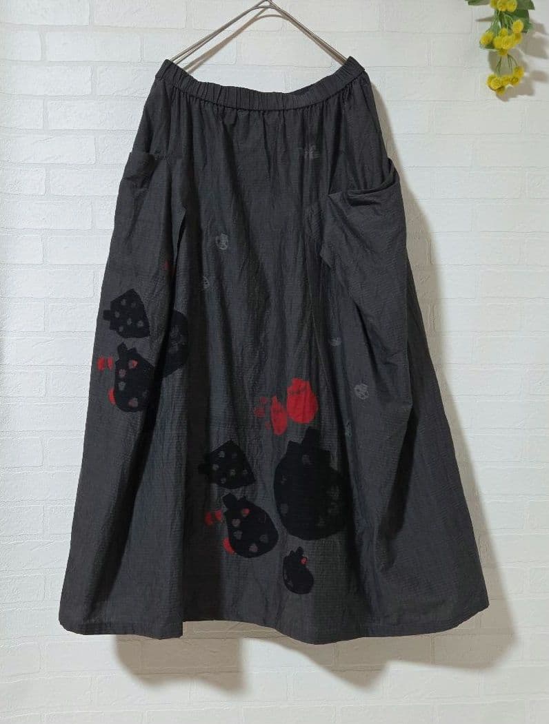 【慈雨　ジウ　センソユニコ】　ロングスカート　グレー　コットン　サイズ40