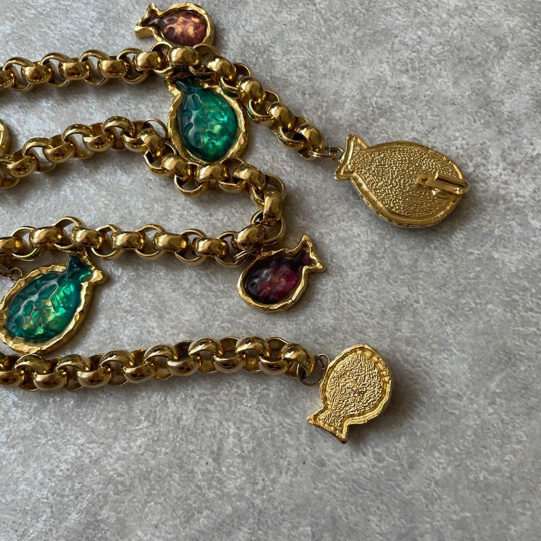 美品【レア】ヴィンテージ チェーンベルト ビジュー付き ゴールド レトロ