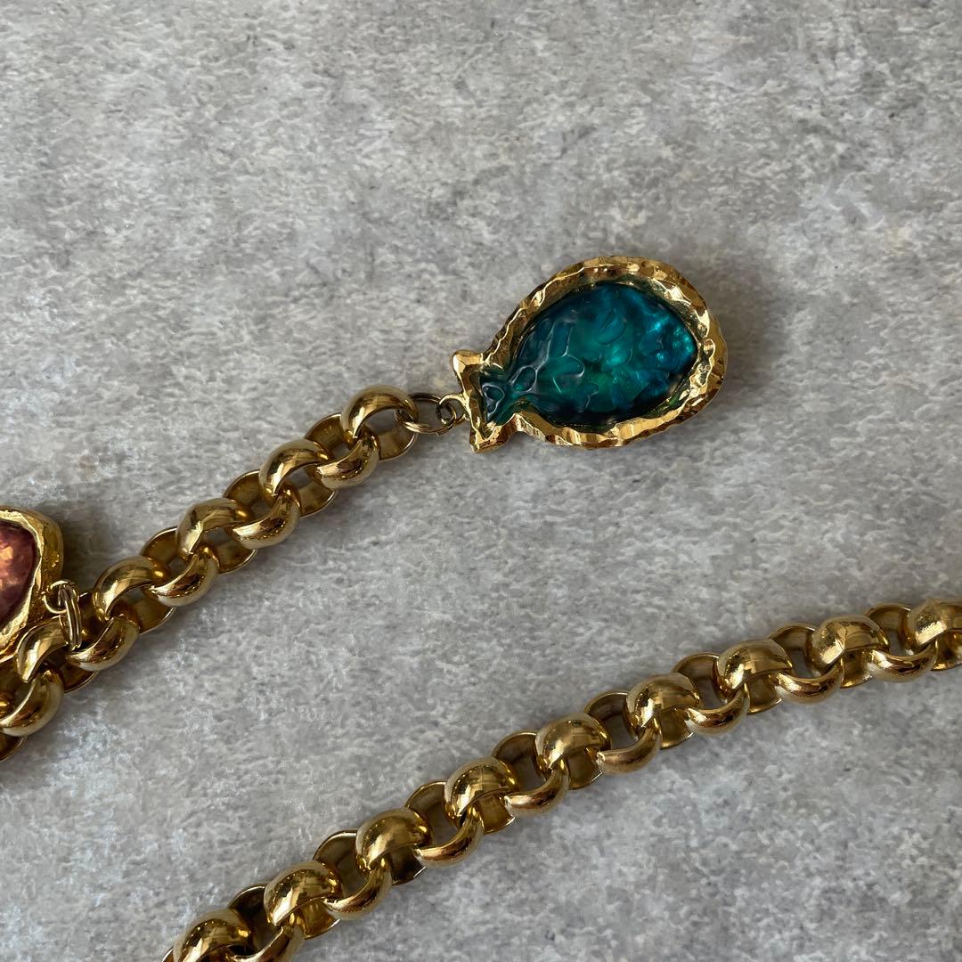 美品【レア】ヴィンテージ チェーンベルト ビジュー付き ゴールド レトロ