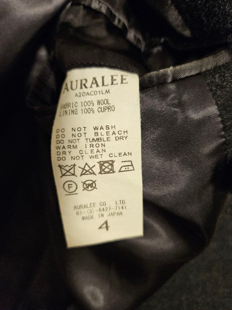 ジャケット・アウター AURALEE20AWLIGHMELTON DOUBLEBREASTEDCOAT