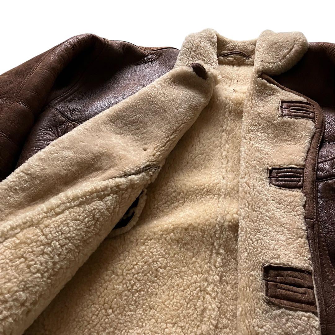 80's USA製 B3type 本革レザー ムートン ボンバーJKT L
