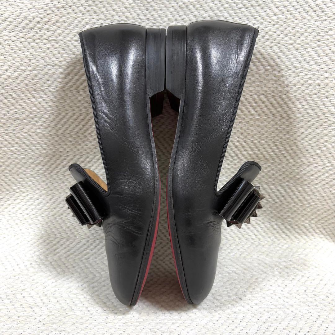 クリスチャンルブタン スパイク リボン オペラシューズ ローファー