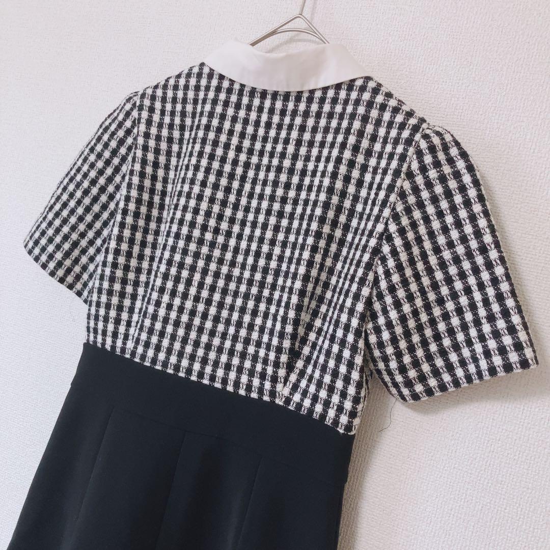 ノ*キ様 sheller⭕️シェリエ ワンピース フロントZIPチェックツイード