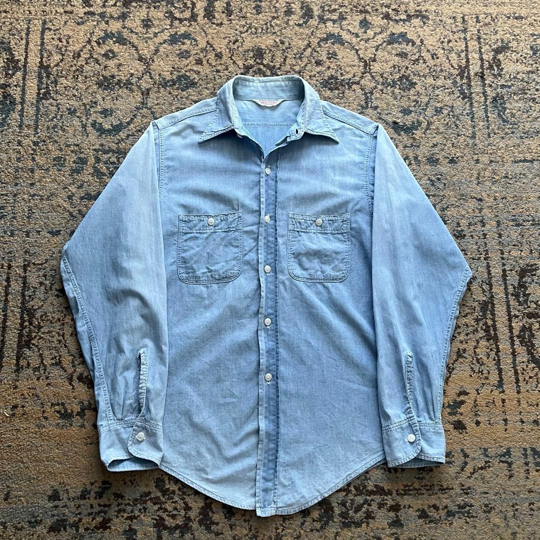 60s BIG LEED シャンブレー シャツ 猫目ボタン 検 50s 40s