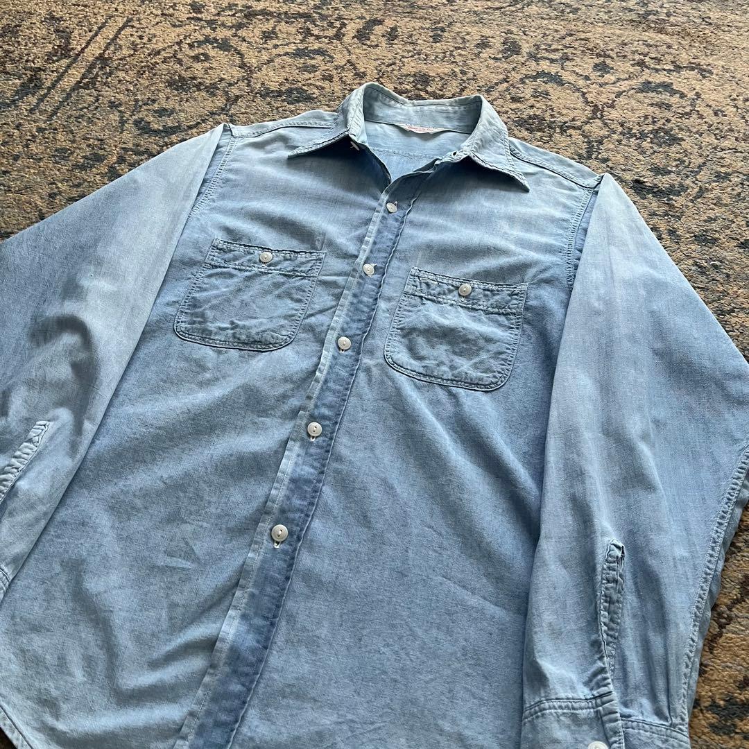 60s BIG LEED シャンブレー シャツ 猫目ボタン 検 50s 40s
