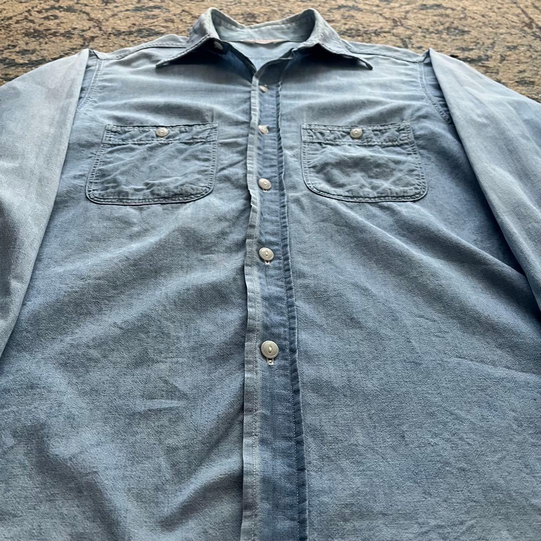 60s BIG LEED シャンブレー シャツ 猫目ボタン 検 50s 40s