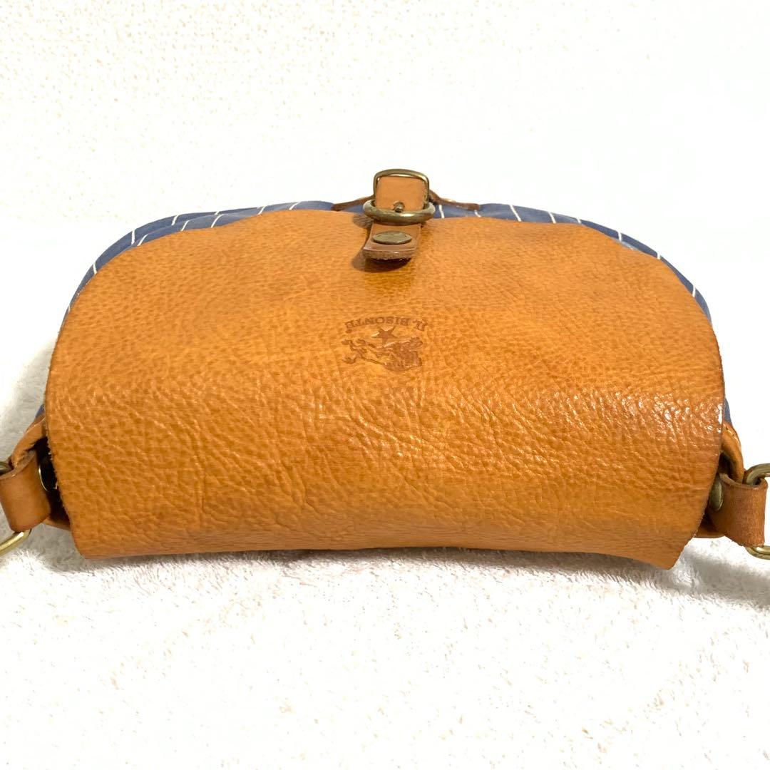 希少 イルビゾンテ クロスショルダーバッグ デニム&レザー ヒッコリー