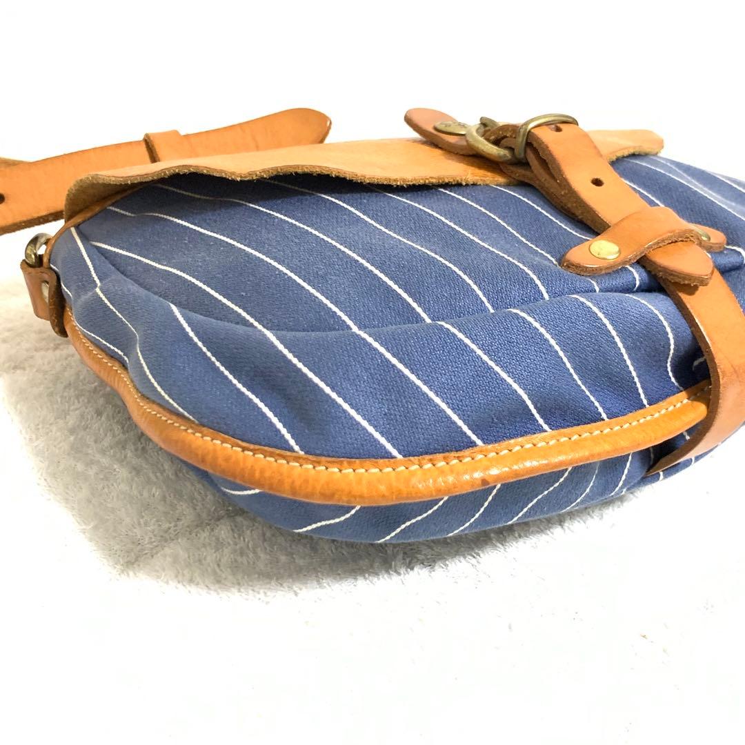 希少 イルビゾンテ クロスショルダーバッグ デニム&レザー ヒッコリー