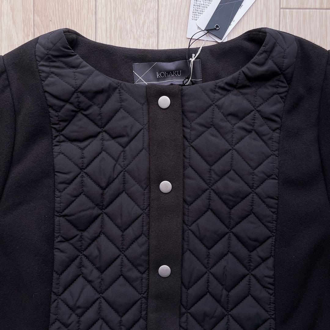【新品】大きいサイズ 廃盤 コハク 異素材キルティングコート&ボアベストセット