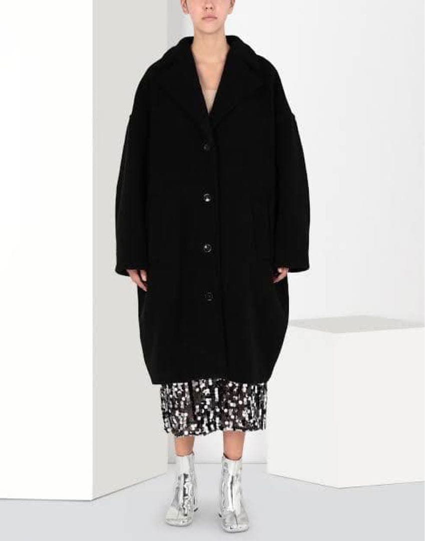 エムエムシックスメゾンマルジェラ コクーンコート ブラック