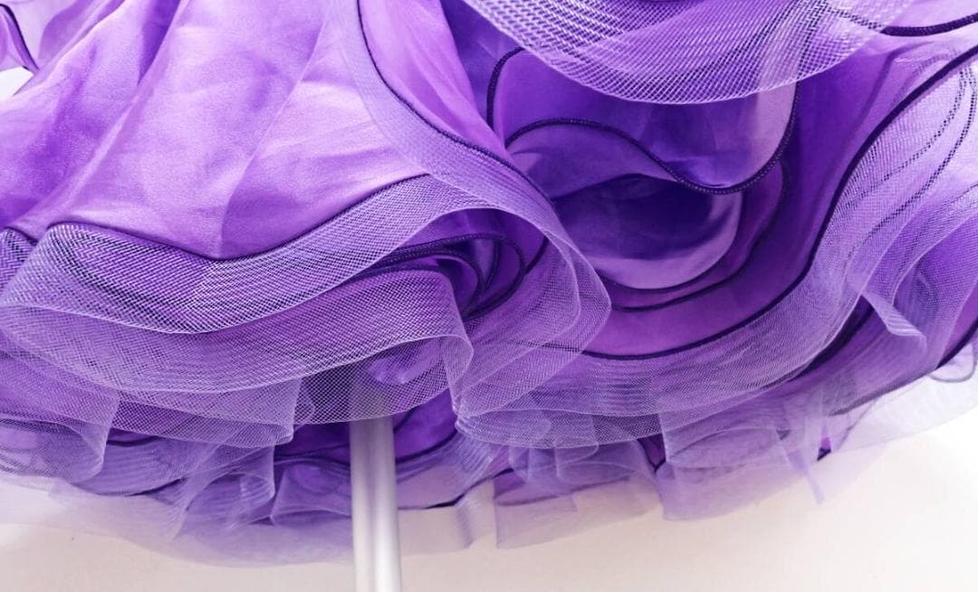 B1456☆美品☆紫/ピンク花/刺繍/ワンピース/スタンダードドレス☆社交