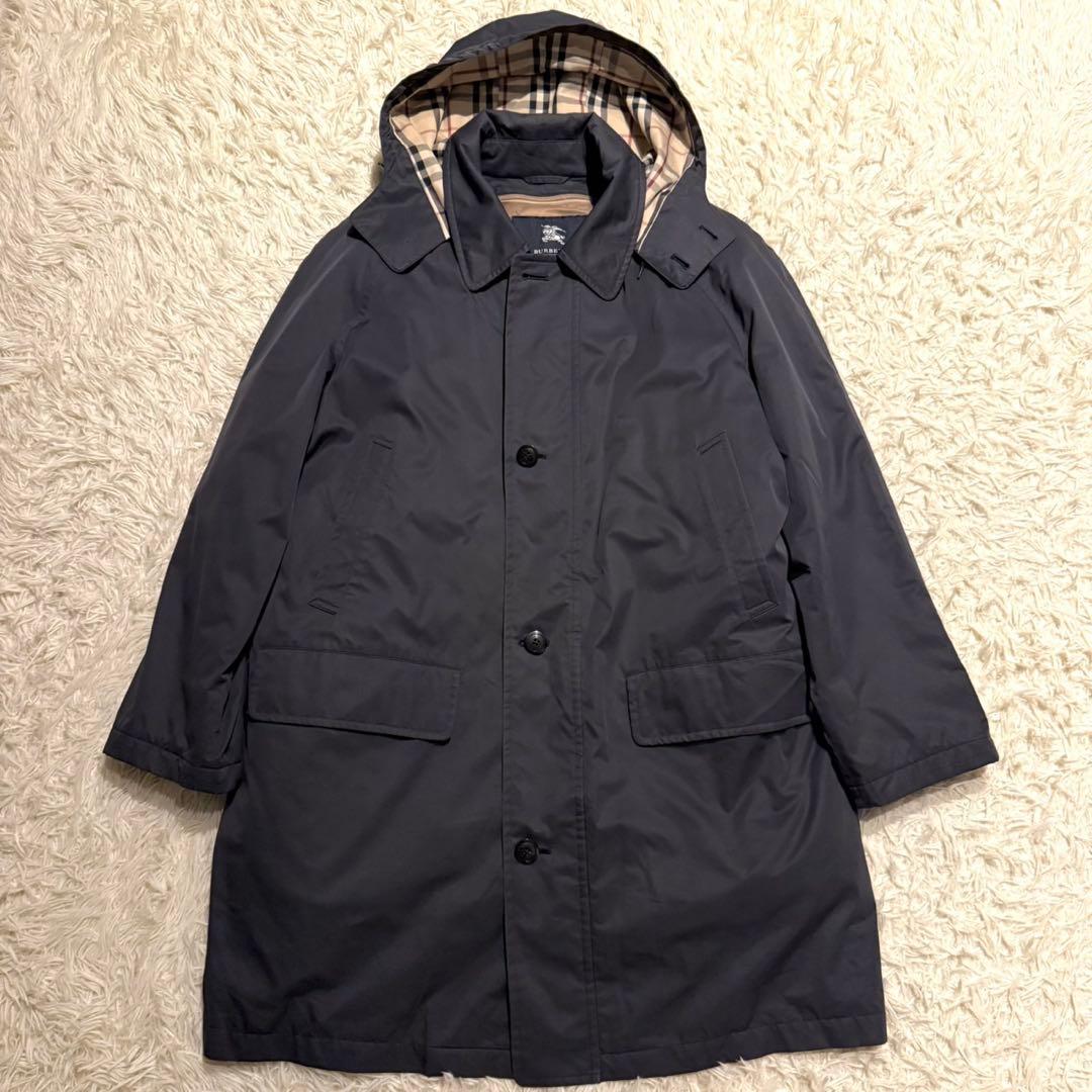 バーバリー ダウンライナー コート ロング フード 3way ネイビー