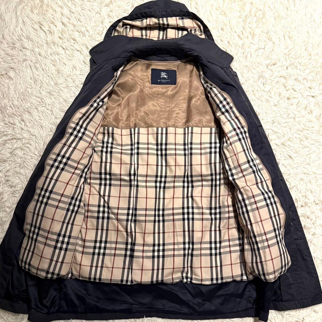 バーバリー ダウンライナー コート ロング フード 3way ネイビー