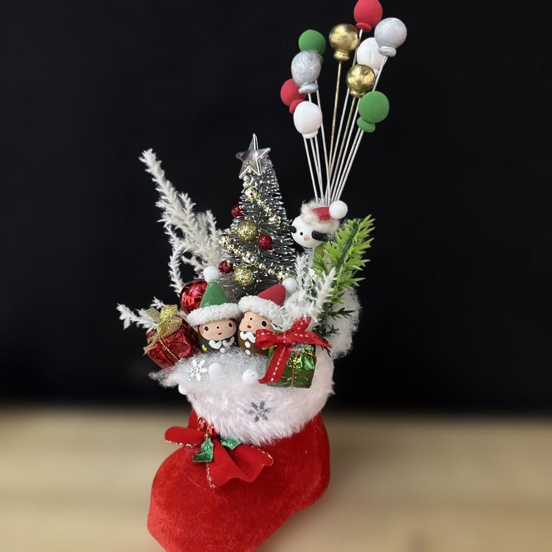 どんぐりアート♡ Xmasタペストリー風＆ブーツオブジェ2点♡