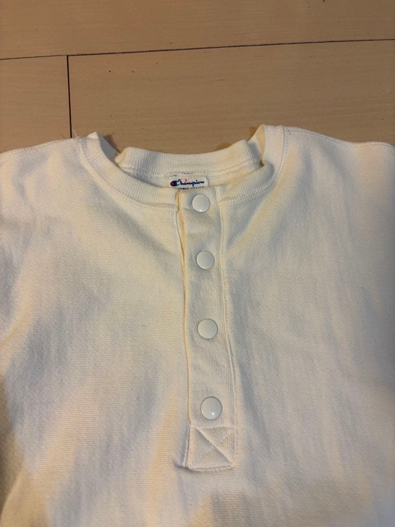 Reverse Weave 80s ホワイト　ハーフボタン　珍ピオン