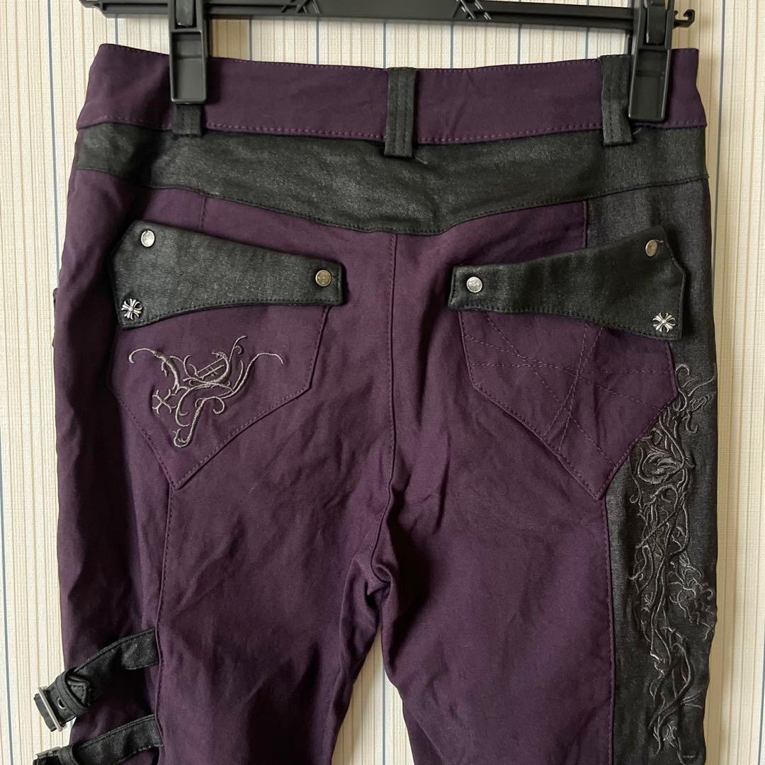 ozz croce Skull Pt入りブーツカットパンツ 紫