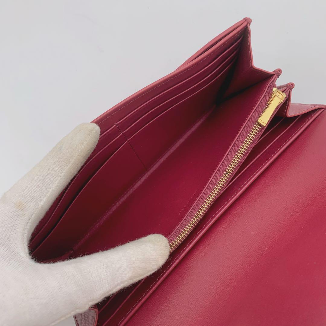 【美品✨】CELINE レザー長財布 ロングウォレット ピンク 保存袋付き