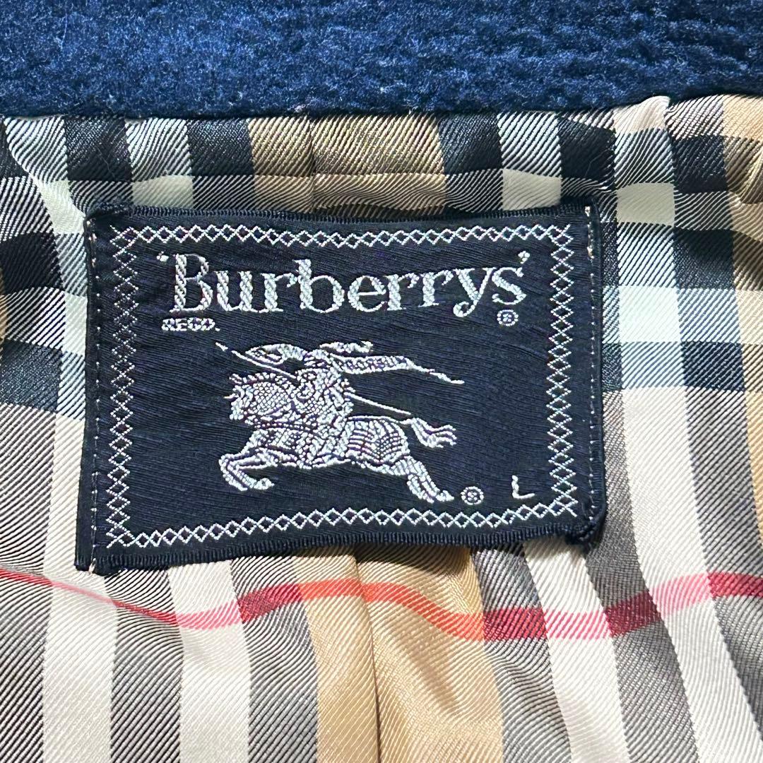 バーバリーズ　ステンカラーコート　裏地ノバチェック　ネイビー　L フリース素材