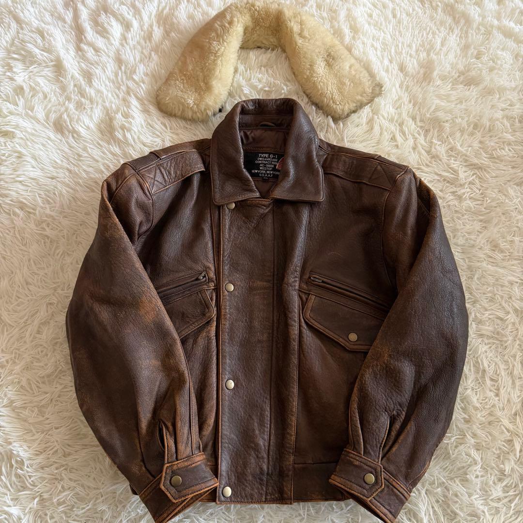 【美品】WESTOP フライトジャケット　G-1 ラムスキン　ブラウン　M