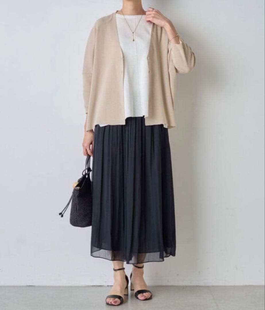 【新品タグ付】ビアズリー シワシフォンギャザーパンツ ブラック サイズ1