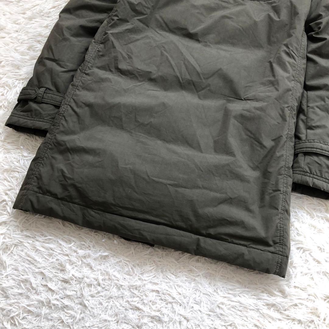 バーバリーブラックレーベル グリーン ファー　赤チェック ダウン LL