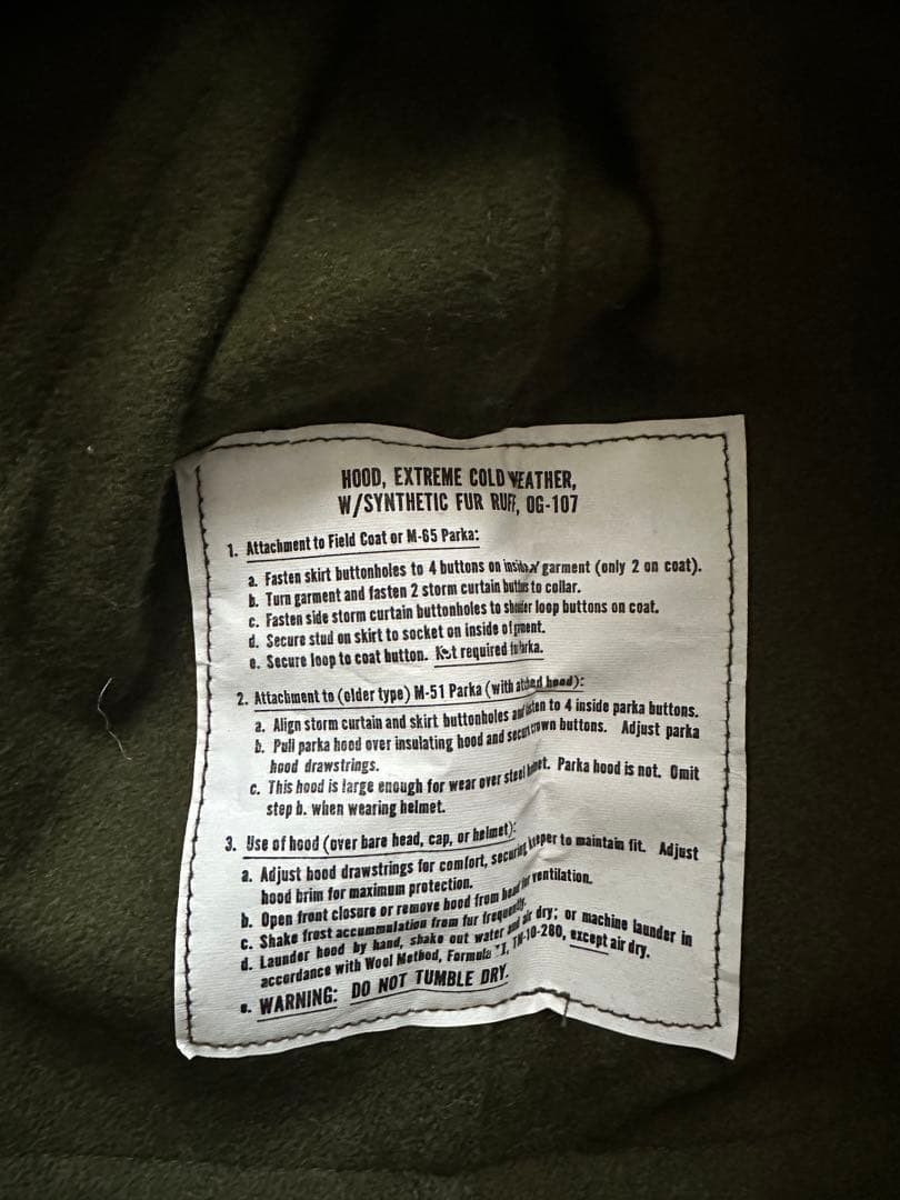 M65 フィッシュテールパーカ　フルセット　M