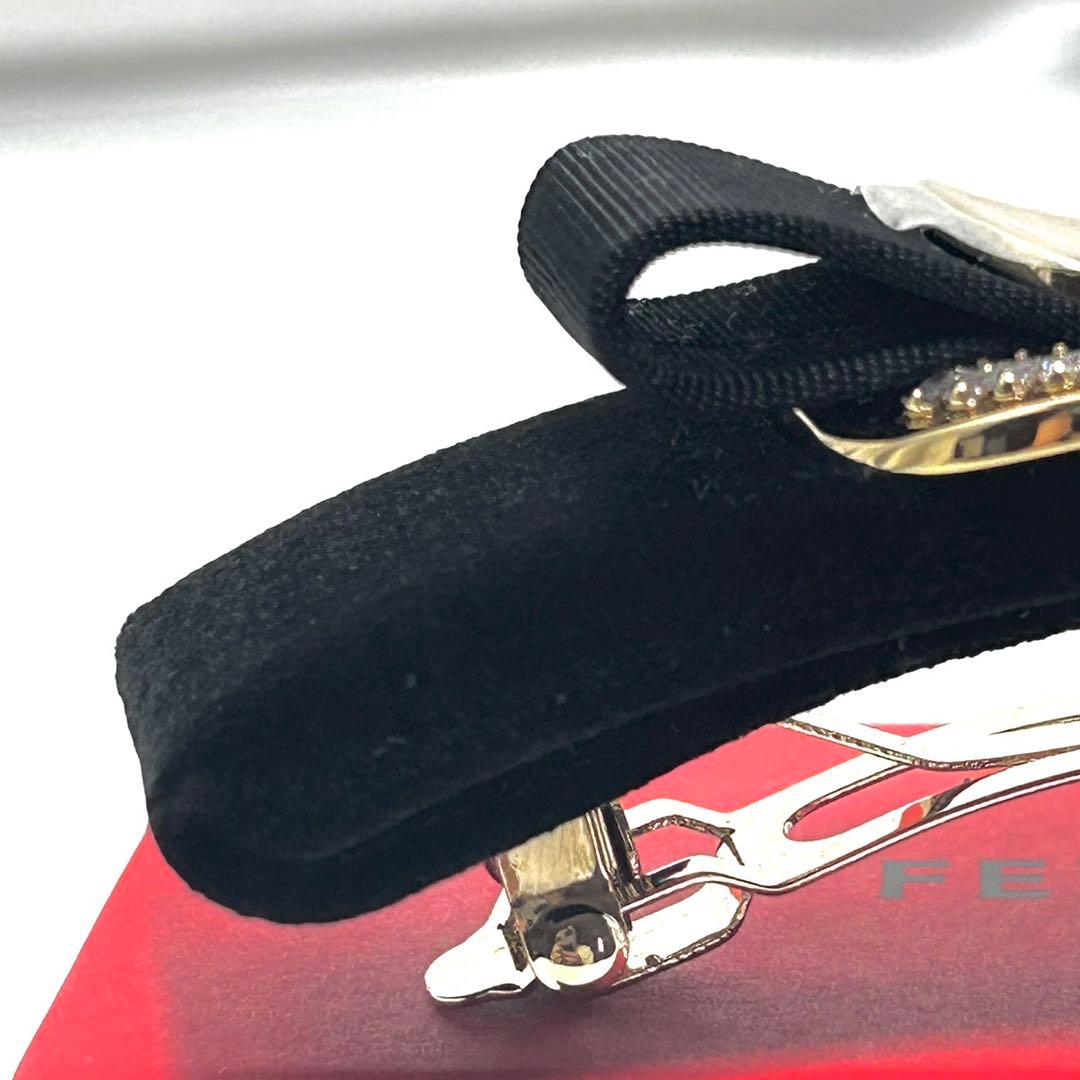 未使用 サルヴァトーレフェラガモ リボン バレッタ アクセサリー ラインストーン