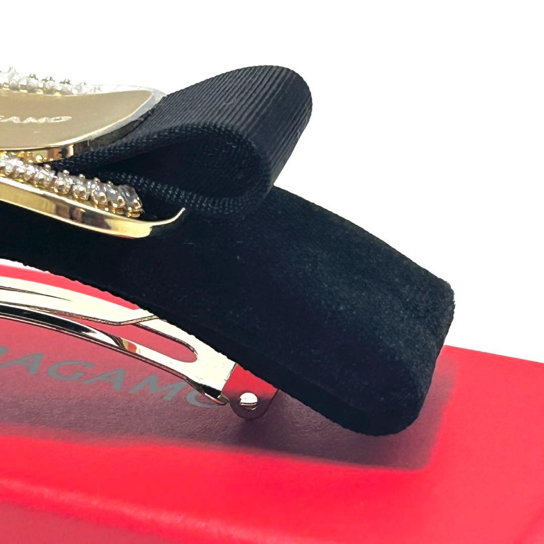 未使用 サルヴァトーレフェラガモ リボン バレッタ アクセサリー ラインストーン