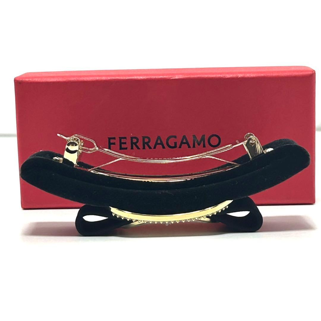 未使用 サルヴァトーレフェラガモ リボン バレッタ アクセサリー ラインストーン