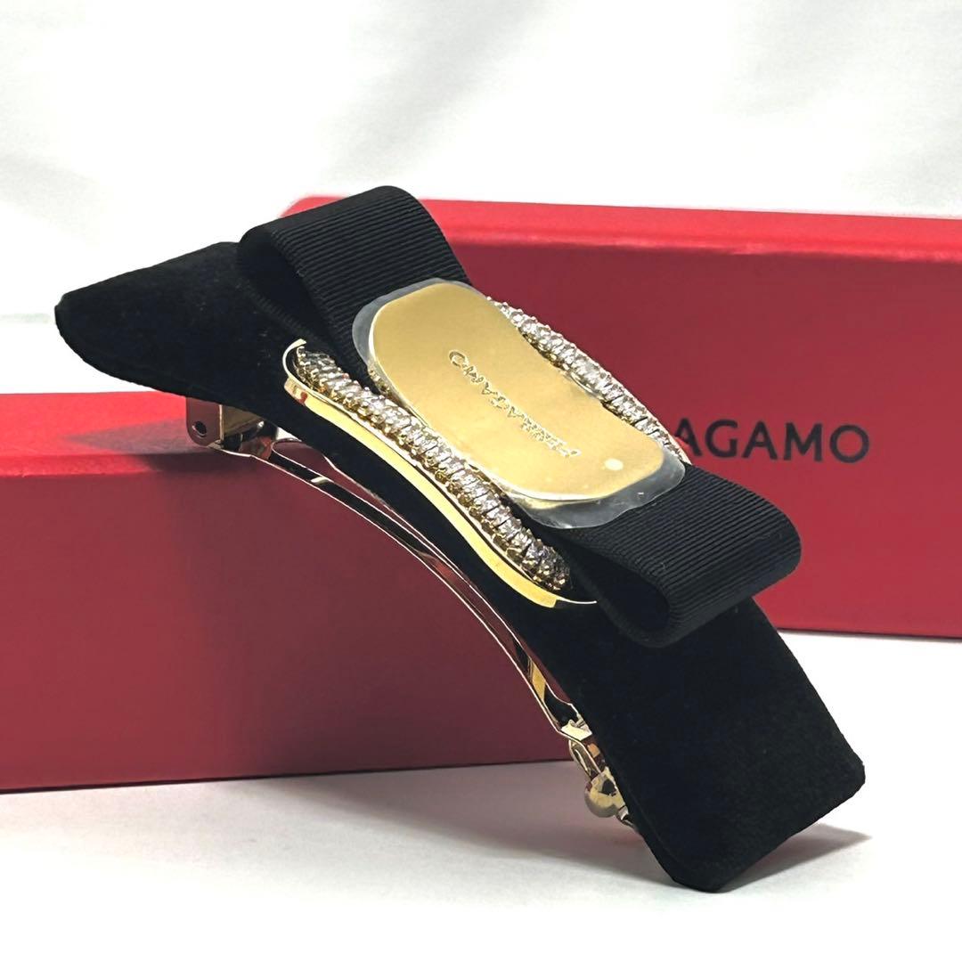 未使用 サルヴァトーレフェラガモ リボン バレッタ アクセサリー ラインストーン