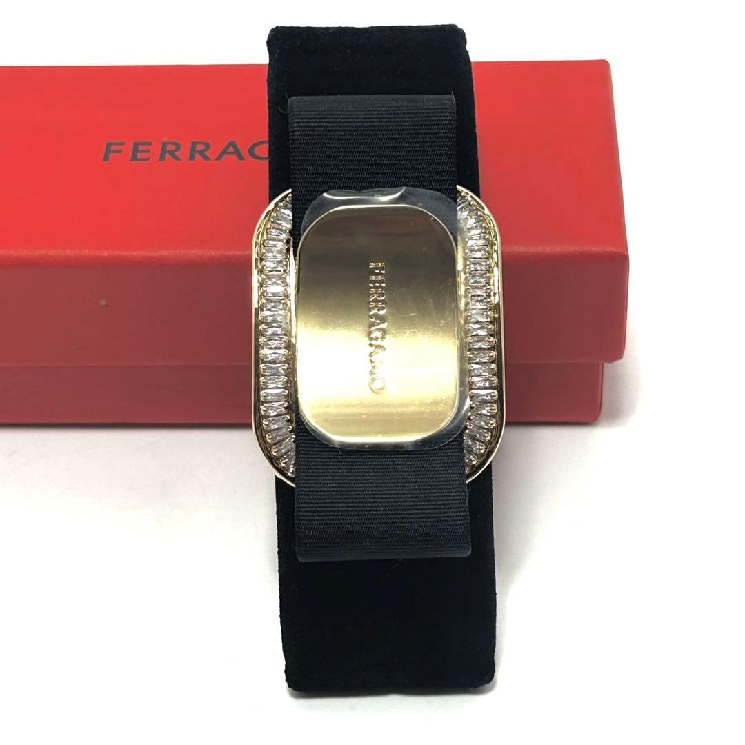 未使用 サルヴァトーレフェラガモ リボン バレッタ アクセサリー ラインストーン