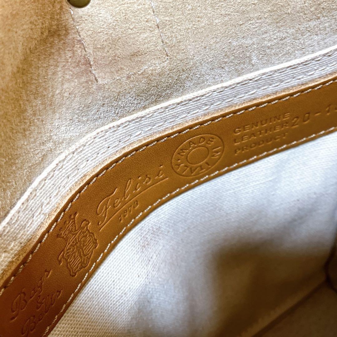 フェリージ イタリア製 斜め掛け可 オールレザー ショルダーバッグ ブラウン