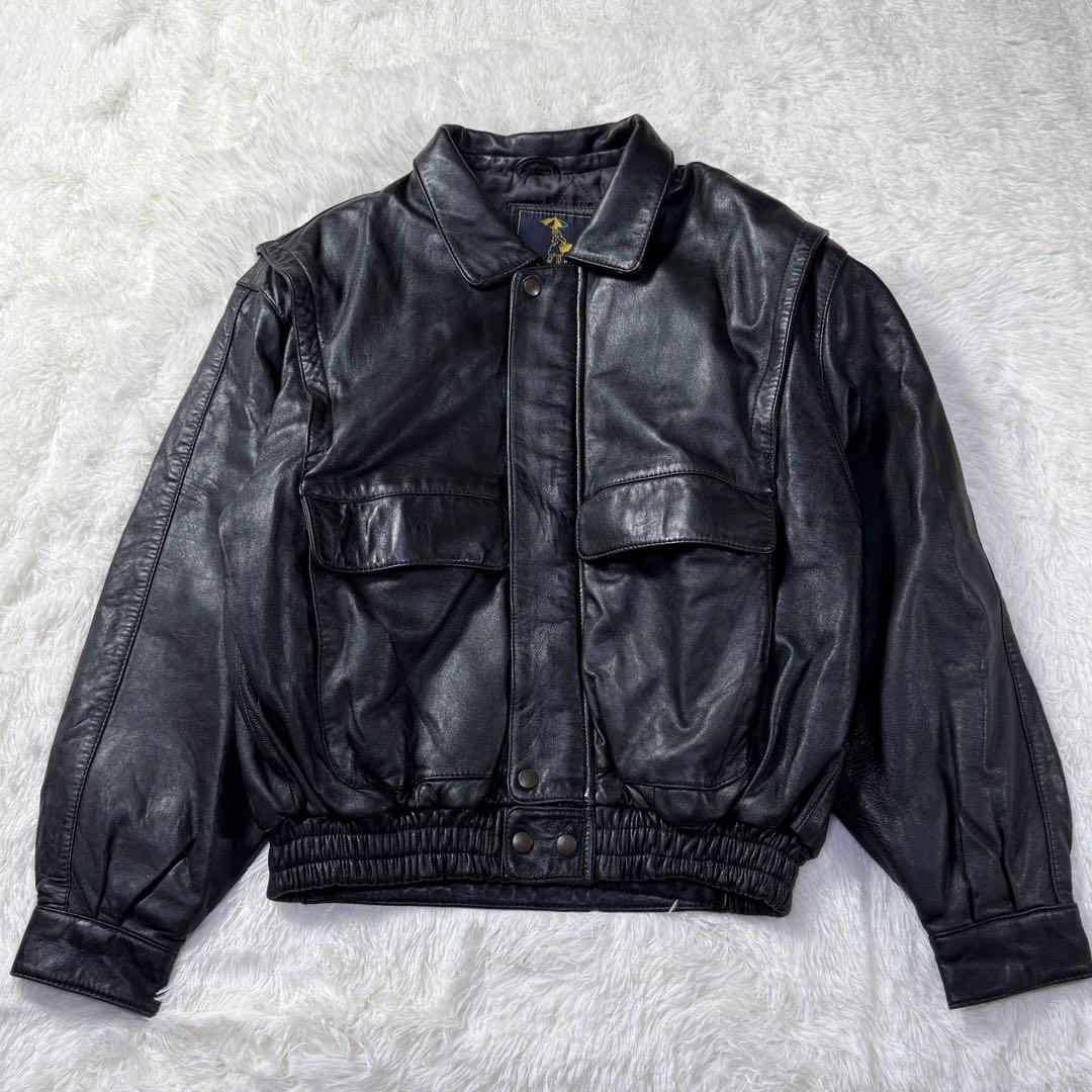 美品】90s A-2 ブラックレザー フライトジャケット L 羊革 短丈 - メルカリ