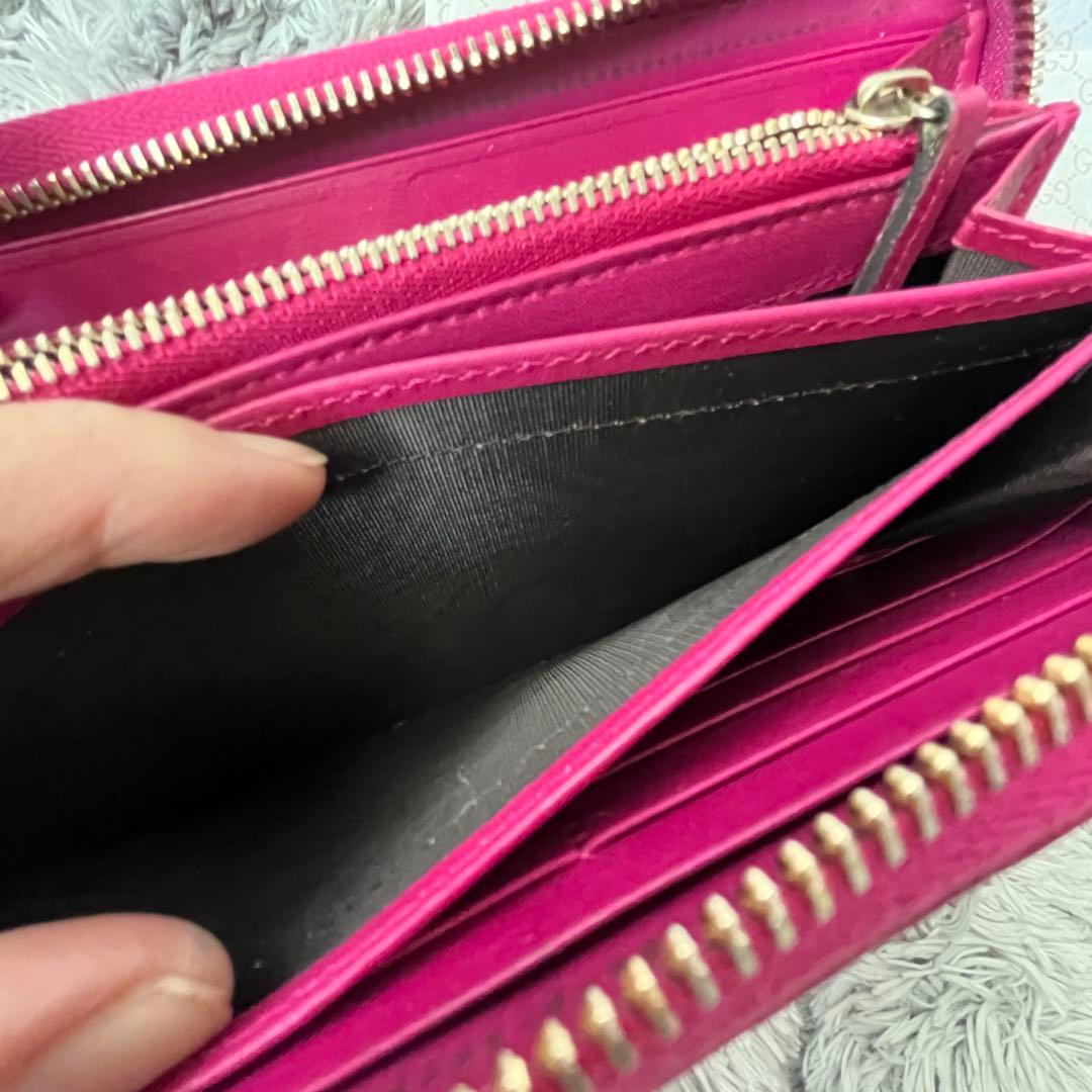 美品✨GUCCI ラウンドファスナー　Wシマ　インターロッキング　パープル