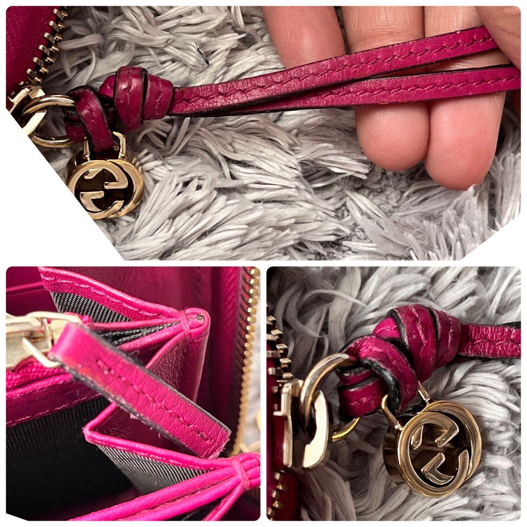 美品✨GUCCI ラウンドファスナー　Wシマ　インターロッキング　パープル