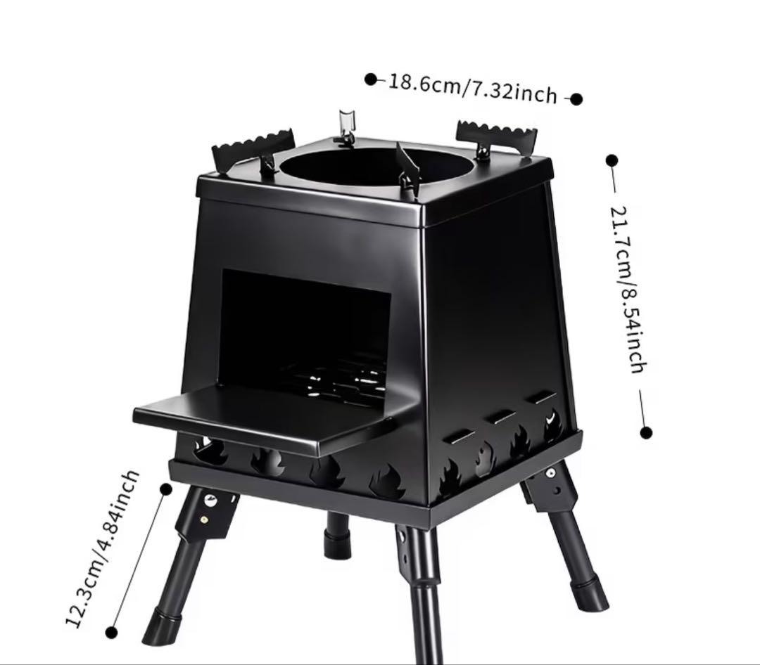 黒い薪ストーブ 火が見える窓付き