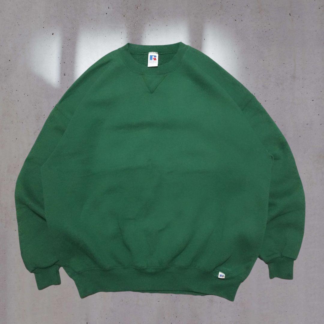 90s usa製 ラッセル アスレチック ブランク 無地 前v XXL グリーン