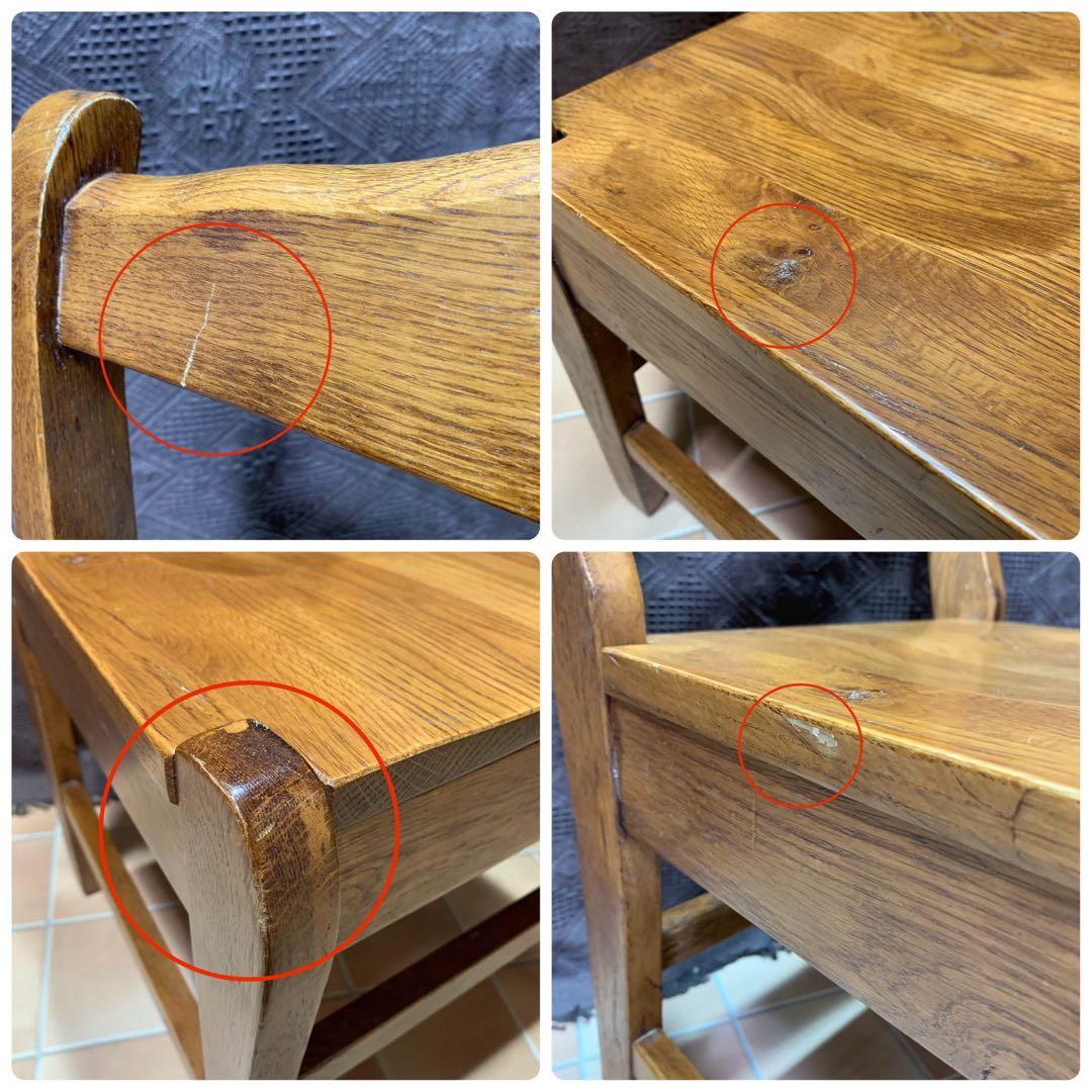 【②】ラダーバックチェア ヴィンテージ オーク材 無垢材 民芸家具